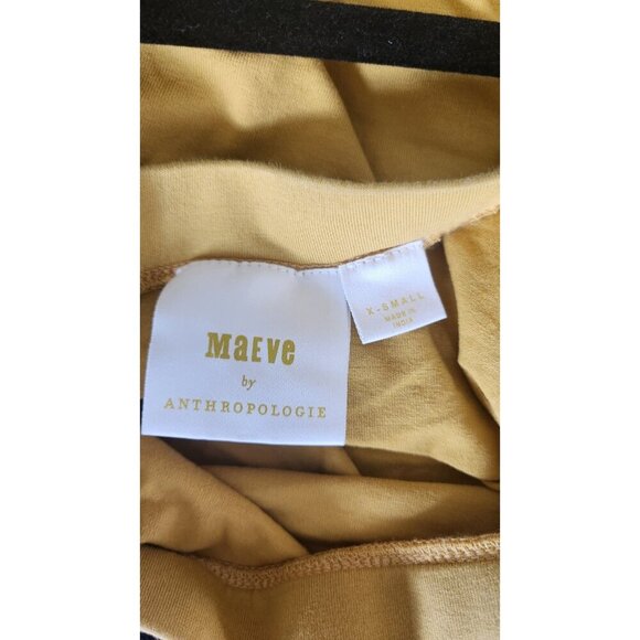 Maeve Anthropologie Off-The-Shoulder Flutter Blouse Top Solid Yellow XS - Picture 5 of 6